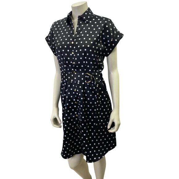 French Connection Women's Satin Blk/White Polka Dot Dress Sm NWT - Picture 6 of 12